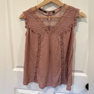 Pink Ruffle Sleeveless Blouse